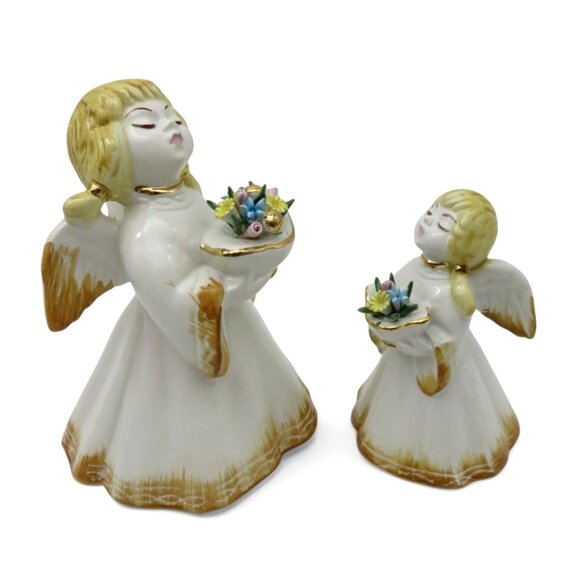 CAPODIMONTE Italian Cherub Statues Set of 2 Vintage Angel Figurines Vintage - Picture 4 of 10